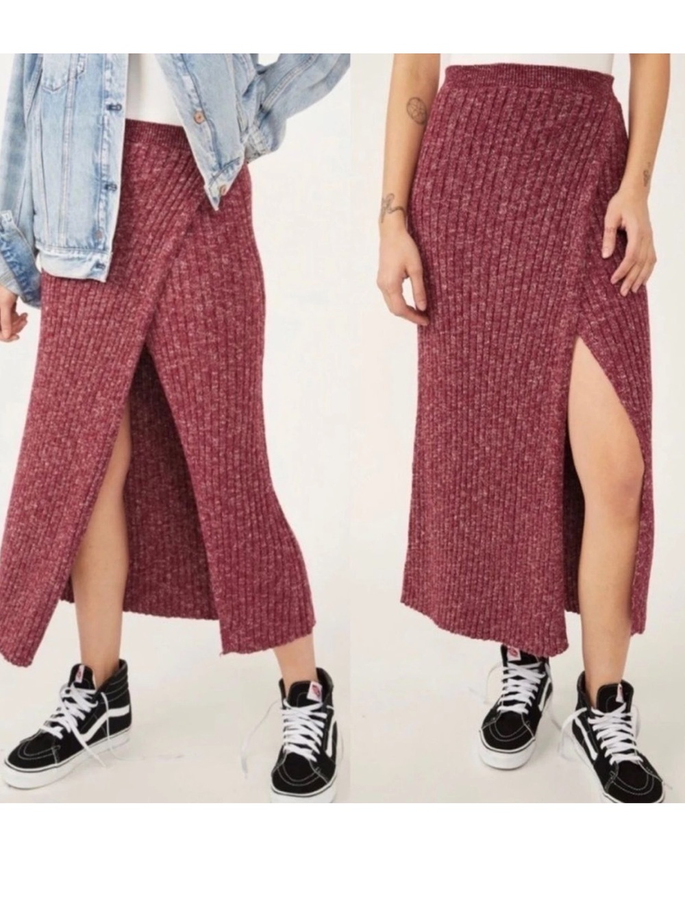 Free People Better Days Midi Skirt, Burgundy, S, NWOT,